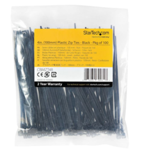 STARTECH.COM 100 PACK 10CM BLACK CABLE TIES, 2 YR